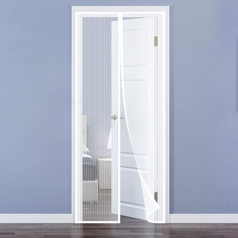 Moustiquaire sur AimantéE Porte 80 x 200 cm Moustiquaire Rideau Anti Mouche Rideau Anti Mouche pour Couloirs, Portes Blanc (1/5)