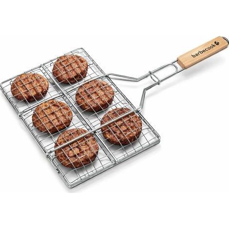 Barbecook Grille barbecue pour hamburger, Acier chromé/Bouleau FSC Ustensiles de barbecue, 35 x 23 cm (1/5)