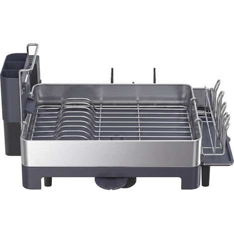 Égouttoir à Vaisselle en Acier Inoxydable avec Bec Extensible, 58,8 x 31,5 x 24,1 cm, Gris et Argent