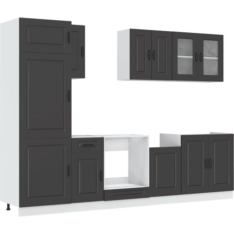 8 Piece Kitchen Cabinet Set Kalmar Black Engineered Wood vidaXL