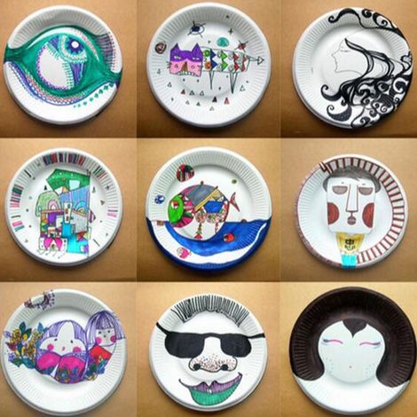 30 assiettes en carton rondes jetables pour ateliers créatifs, activités artistiques enfants et projets éducatifs (20 cm) (1/5)