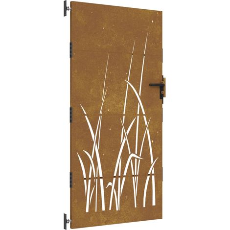Puerta de jardín acero corten diseño hierba 85x175 cm vidaXL (1/5)