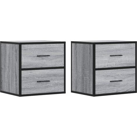Maison Exclusive - Wand-Nachttische 2 Stk. Grau Sonoma 40x31x39,5