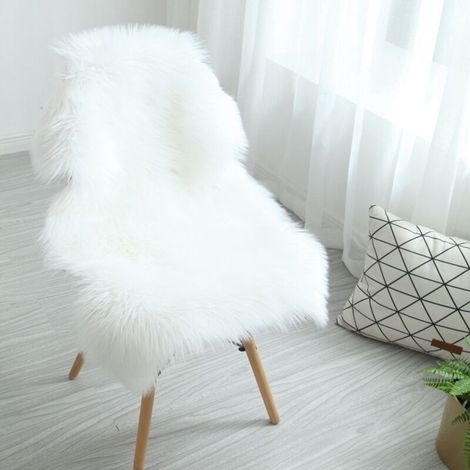 Fausse Fourrure Blanche 60x90cm Ultra Doux Salon Chambre Décoration Moderne Hypoallergénique Facile à Nettoyer (1/4)