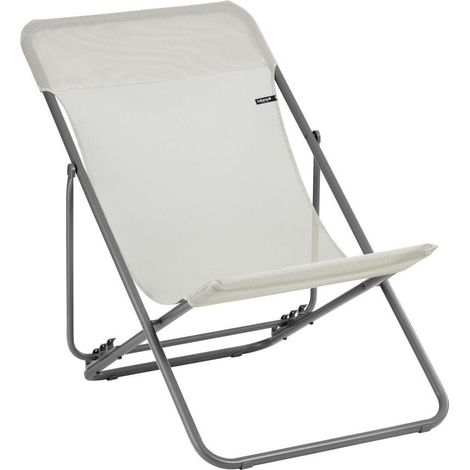 Transat Jardin Pliable - Chilienne Multi-positions : Largeur 58 Cm - Maxi Transat - Batyline® Iso - Beige Seigle - Lafuma Mobilier