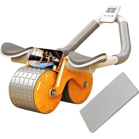 Roue abdominale à rebond automatique avec minuteur et tapis de sol, appareil de musculation pour abdominaux et gainage. (1/5)