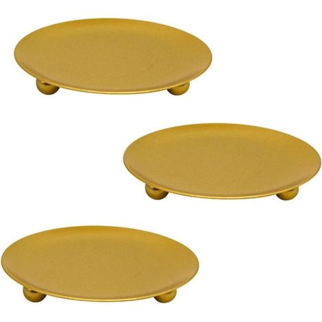 Goldener Kerzenhalter aus Schmiedeeisen – 3-teiliges Set, schlichtes geometrisches Design für romantische Dekorationen