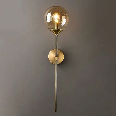 Retro industrial wall lamps, LED indoor wall lamps, E14 gold bedside lamps, amber glass ball wall lamps (1/5)