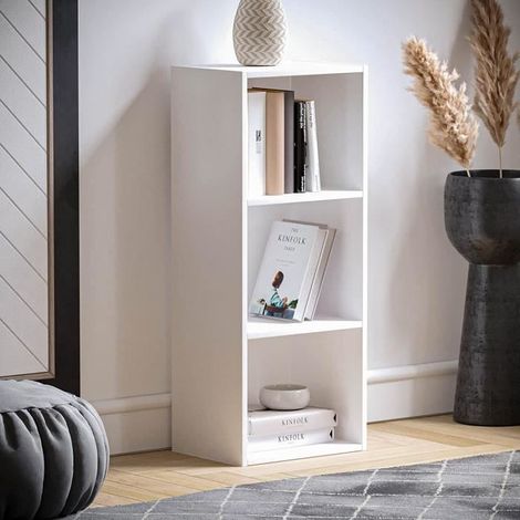 Bibliothèque en cube - Vida Designs - Oxford - 3 étagères - Bois blanc - Meuble de bureau et séjour