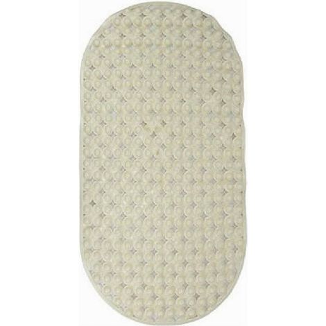 Trade Shop - Tappeto Tappetino Pvc Ovale Antiscivolo Vasca Bagno Doccia 69 X 36cm 79747 Beige - (1/2)