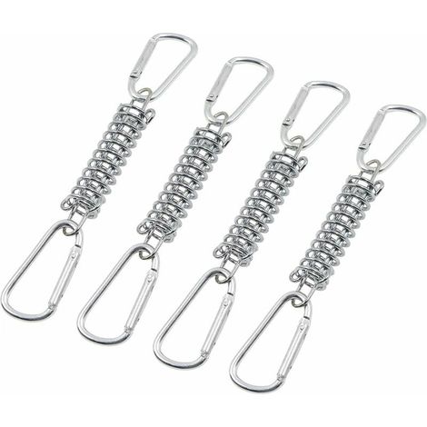 Tension Spring Loop Blind Fixing - Shade Sail Fixings Accessories in Stainless Steel with 4 Helical Springs and 8 Carabiners for Tents, Awnings, Camping, 4 Pcs, SEMAket (1/4)