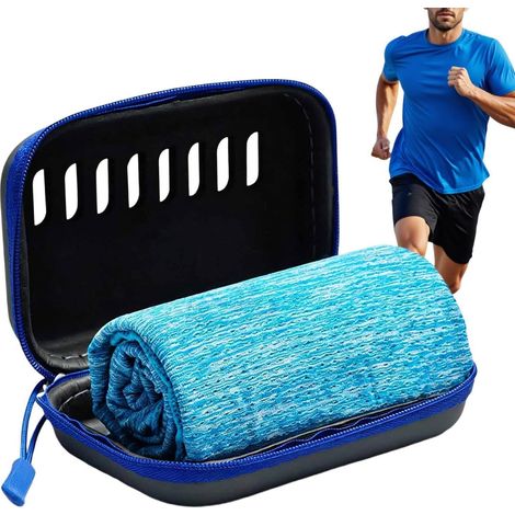 Serviette de refroidissement à séchage rapide absorbant la chaleur pour temps chaud avec étui de rangement Doux pour la peau, pour le yoga, la course, le sport, la gym, le camping (30 x 100 cm) (1/5)