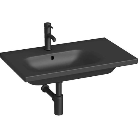 Jika Mio-N - Waschbecken 75x45 cm, mit Überlauf, Hahnloch, mattschwarz H8117107161041 (1/2)