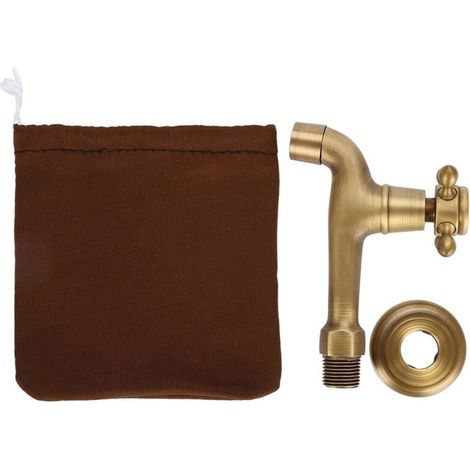SJLERST Robinet Laiton Antique, Robinet de Jardin en Laiton Massif Vintage Fixé au Mur Filetage G1 / 2 pour Piscine Lavabo Evier de Cuisine(Long) (1/5)
