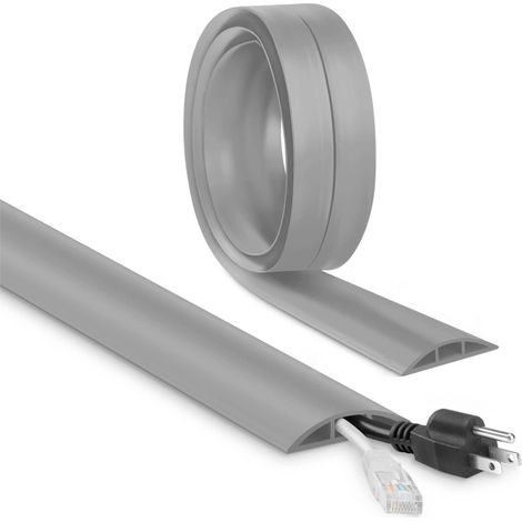 Goulotte autocollante flexible - 2 m x 30 mm x 10 mm - Protection de câble flexible - Sol plat - Pour la maison, le bureau, l'école, l'entrepôt (gris) (1/5)