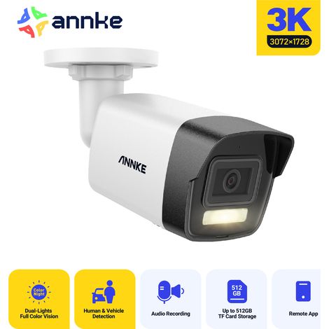 ANNKE PoE Cámara de seguridad exteriores 3K visión nocturna a color, detección movimiento acceso remoto (1/5)