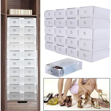 Caja de zapatos apilable caja de zapatos 20 piezas con caja de zapatos transparente 31 x 20 x 11 cm