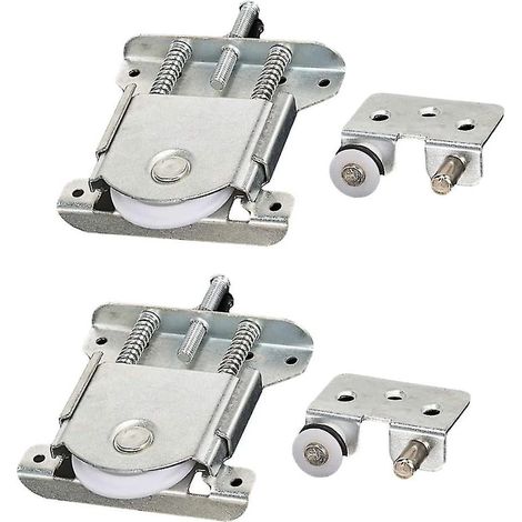 Roulettes - Porte coulissante - Meubles - Accessoires - Lot de 2 pièces coulissantes pour porte de placard - roulettes - guides avec amortisseur (1/5)