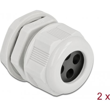 Delock Prensaestopas PG21 para cable redondo con cuatro entradas de cable gris 2 piezas