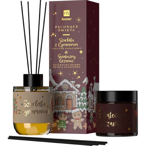 HISKIN Duftset für Zuhause – Weihnachten [Kerze 100 ml + Diffusor 80 ml] Rot