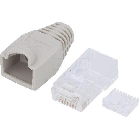 Prise male RJ45 Cat.5e avec manchon - gris