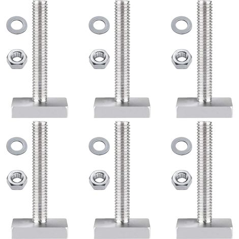 TONAUP Adaptateur T-Track, 6 Pieces Adaptateur à Rainure en T T-Slot, Adaptateur en Acier Inoxydable M8 x 35 mm Rainure T Vis Pince pour Fixation Coffre de Toit mit Ecrous avec Joint (1/5)