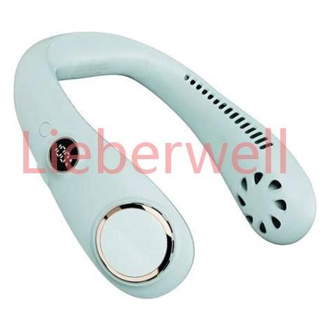 Ventilateur suspendu portatif rechargeable sans lame pour le cou Vent réglable à 3 vitesses Sortie de vent à 360 ° Écran d'aff,M (1/4)