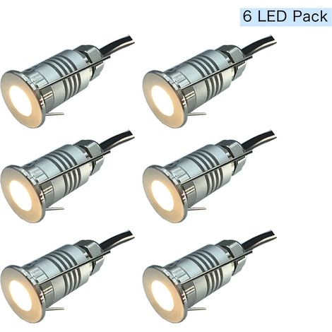 (6 lampes LED bleues) Mini spots LED étanches IP67 1W pour terrasse, sol, jardin, escalier, allée, couloir, éclairage paysager. (1/5)