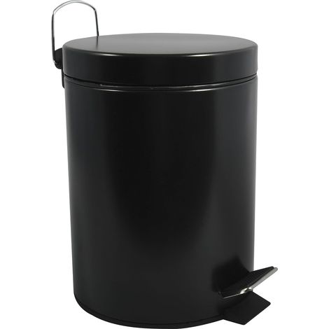 Poubelle Cosmétique Salle de Bain - Acier Inoxydable avec Seau Intérieur Amovible - Poubelle à Pédale Élégante - Compacte et Pratique - Noir mat - 5L (1/5)