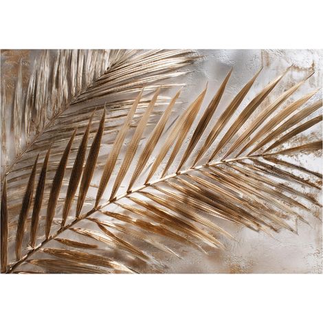 Fototapete Blätter Beton Gold – Moderne Großformat Wandtapete 150x105 cm – Für Wohnzimmer & Schlafzimmer