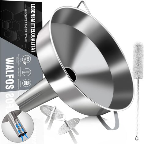 Edelstahl Trichter 20cm mit 2 Sieben und Reinigungsbürste (1/5)
