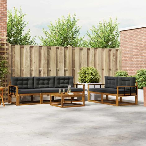 Outdoor-Sofagarnitur mit Kissen 6 pcs Natur und Anthrazit (1/5)