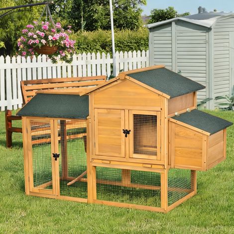 Poulailler en bois pour poules naines avec enclos et pondoir 168 (1/5)