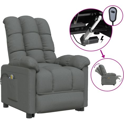 INLIFE Fauteuil de massage inclinable électrique Gris foncé Tissu (1/5)