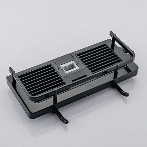 Mensola portaoggetti per doccia nera da 30 cm, 18 mm, senza foratura, con portasapone, gancio e portasciugamani, montaggio a parete, antiruggine, autoadesivo (1/4)