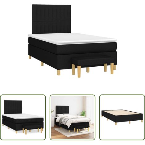 Matelas à ressorts ensachés - Sommier à lattes de lit avec matelas noir 120x190 cm tissu (1/5)