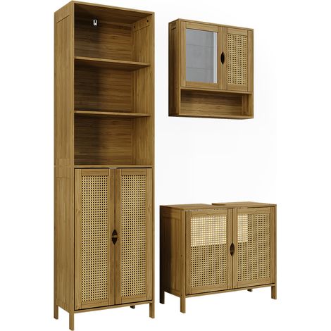 Juego de muebles de baño de 3 piezas Liora, Bambú, 3 partes, Vicco (1/5)