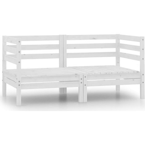 Maison Exclusive - Canapé à 2 places de jardin Blanc Bois de pin solide (1/5)