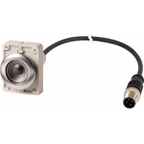 Bouton-poussoir RMQ Compact Flat à accrochage 1 N/O cable (noire) avec connecteur M12A 4-pole EATON C30C-FDR-X-K10-P5