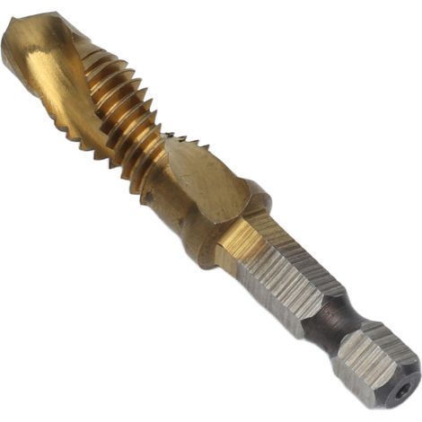 Forets à tarauder hexagonaux M10 revêtus titane pour vissage bois et métal, embout combiné