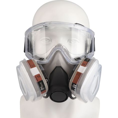 Masque de peinture réutilisable demi-visage avec revêtement de protection en caoutchouc, adapté aux opérations de poussière, de produits chimiques, de soudage, de polissage et de travail du bois. (1/5)