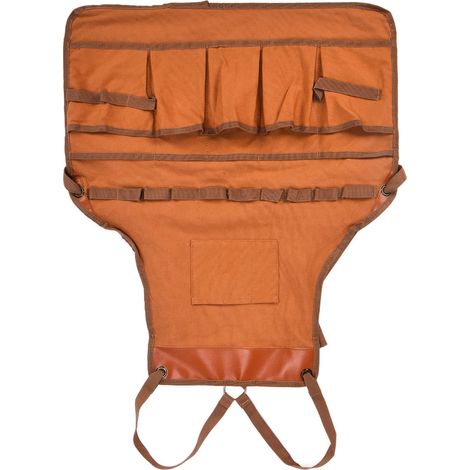 Tablier multifonctionnel en toile d'extérieur pour le travail du bois, le jardinage, le camping et le barbecue. (1/5)