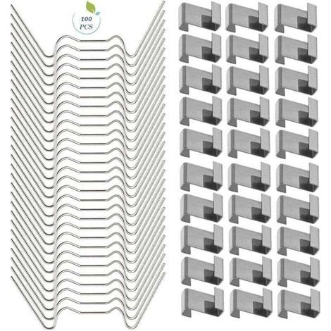 100 PCS Clips de serre pour verre, Clips de fenêtre de serre en acier inoxydable Accessoire pour serre(50 PCS 304 Clips de fil en acier inoxydable W, 50 PCS de chevauchement en acier inoxydab (1/4)