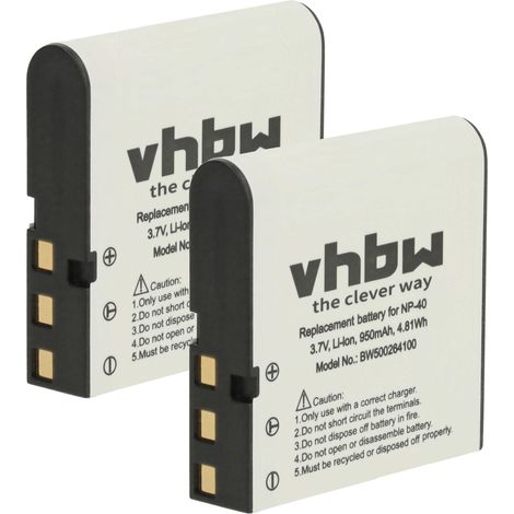 vhbw 2x Akku kompatibel mit Bell & Howell DNV900HD Kamera (950 mAh, 3,6 V, Li-Ion) (1/5)