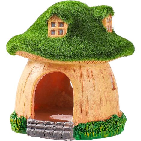 Décoration d'aquarium en résine de qualité supérieure pour aquarium, mousse verte et champignon, cachette pour nager, jouer aux crevettes, poissons rouges