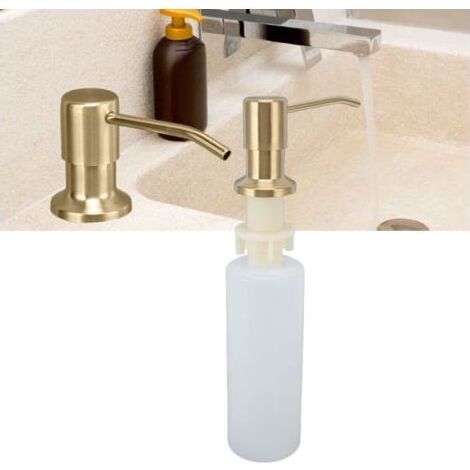 Distributeur de Savon Encastré, Pompe à Savon Intégrée Rotative 360° Acier Inoxydable 300ML pour Évier Cuisine Salle de Bain (1/5)