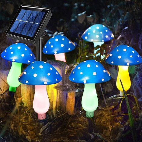Lampes Solaire Jardin - Guirlande Champignons Étanche avec 8 Modes - Décoration Extérieure pour Pelouse et Terrasse - 200 cm - 8 Unités (1/5)