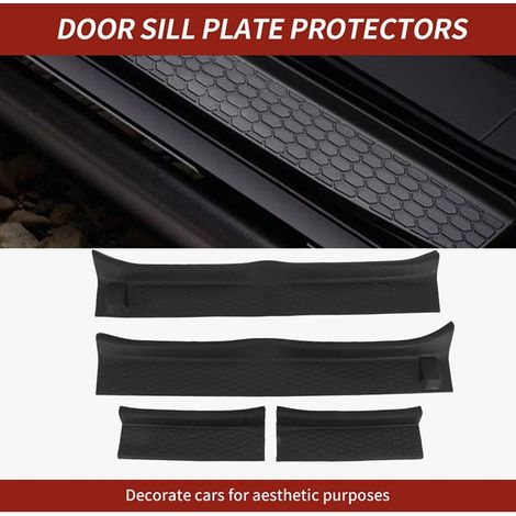 set of black plastic door sill protectors, door protection strips and anti-slip plates, suitable for Jeep 4-door SUVs.--DTEKGAZ