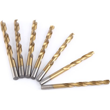 Jeu de 19 forets hélicoïdaux en acier rapide revêtus de titane, queue droite, de 1 à 10 mm (1/5)