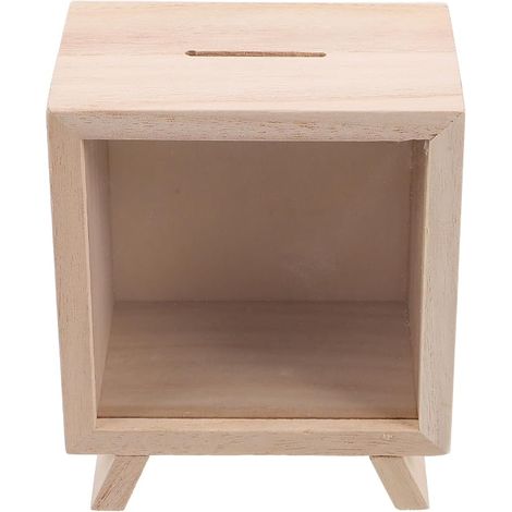 Wooden Money Box with Transparent Window, Mini Portable Savings Box for Children, Creative Saving Pot for Children's Room, Party and Birthday Gift (1/4)